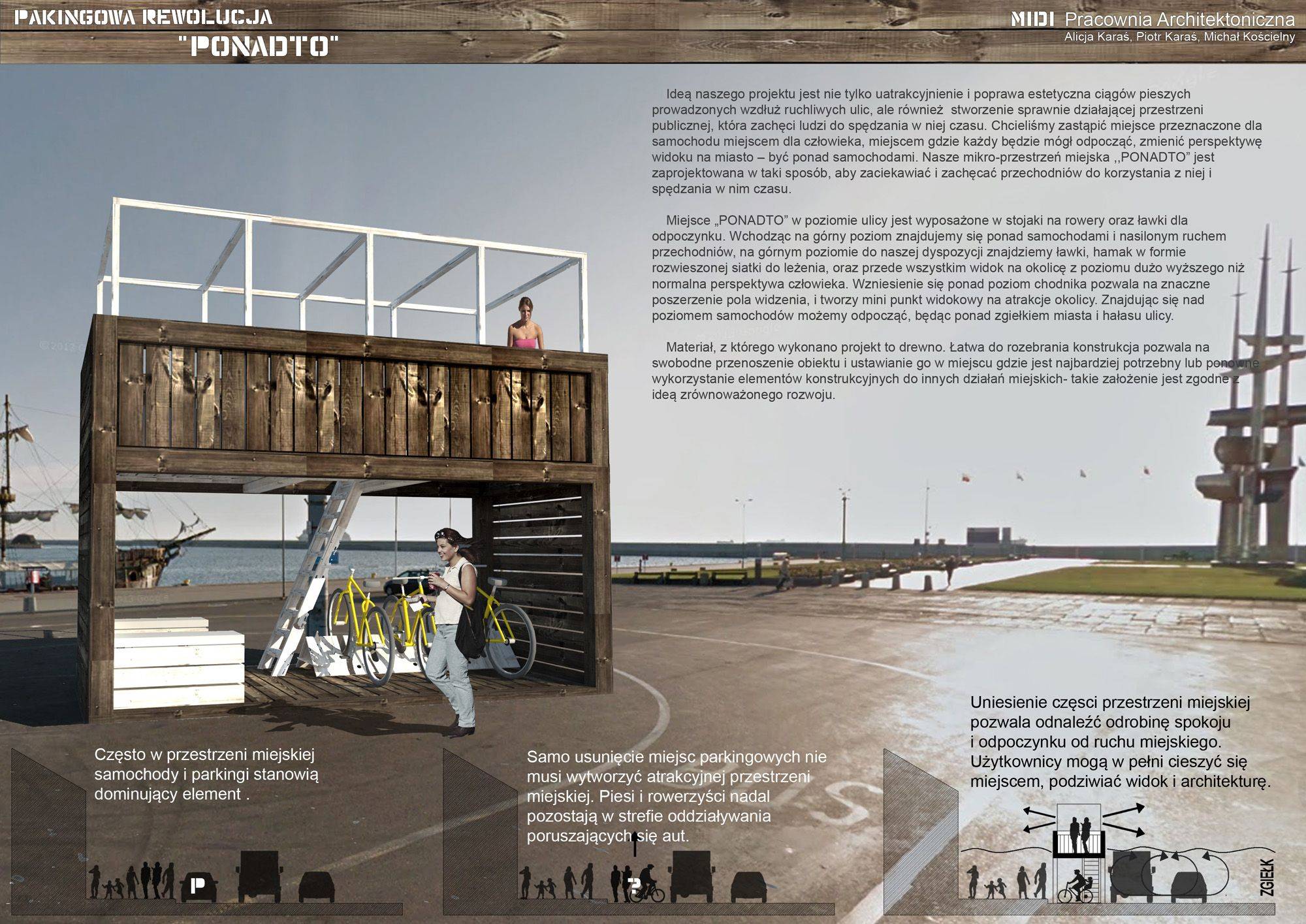 miejsce wypoczynkowe dające widok na Gdynię ponad samochodami z możliwością pozostawienia roweru pod tarasem widokowym - PONADTO